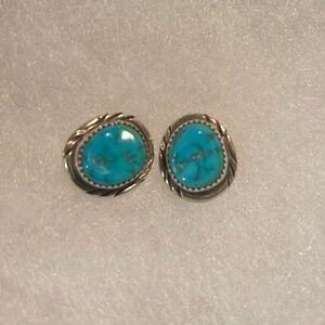 Turquoise and Silver Stud Earrings